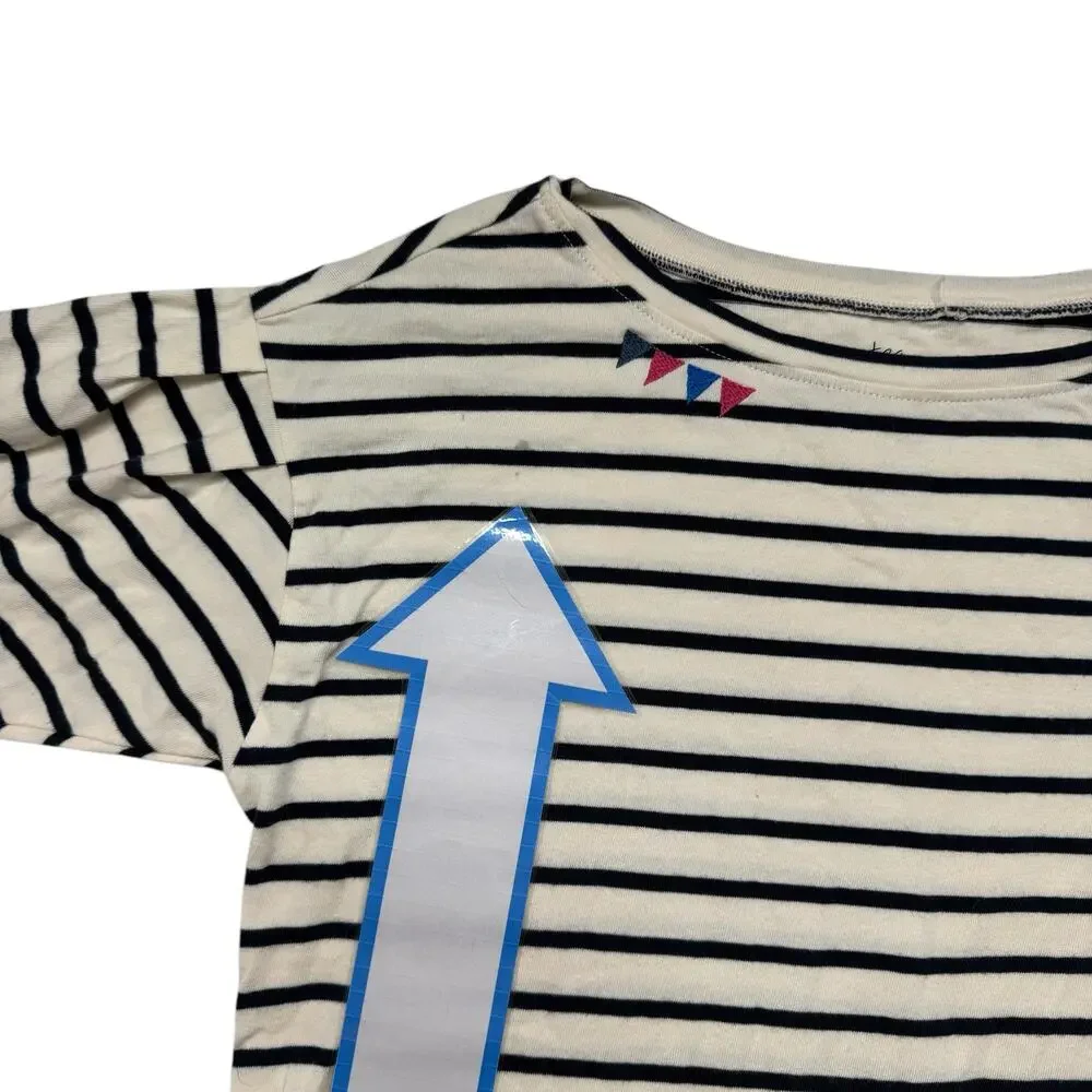 TEA COLLECTION Classic Striped Dress Blue White Sz 14 Girls Embroidered 8F82300